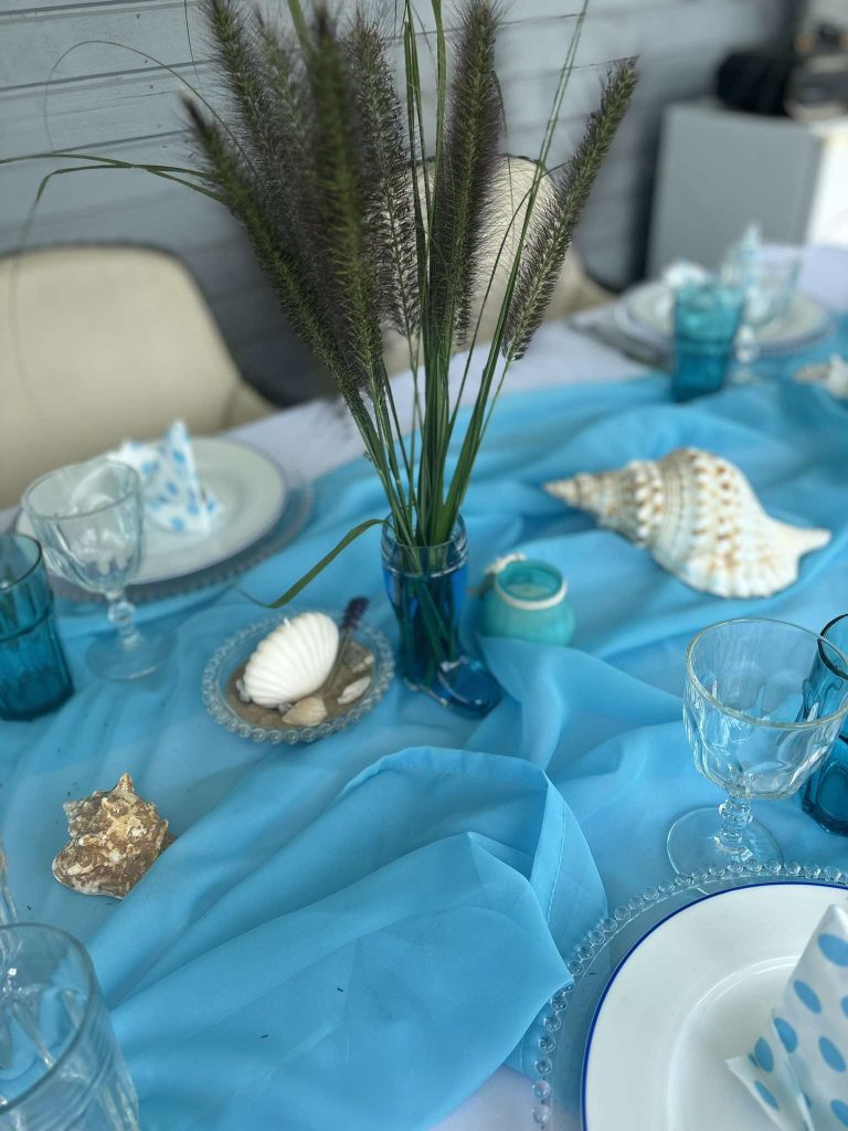 žvakės stalo dekorui jūros tema